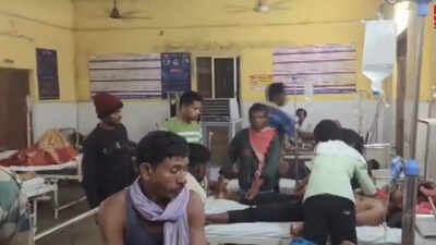 A sudden storm caused an 11 kv power line to come into contact with the iron pole of a tent erected for spectators delivering electric shocks to several people.jpg