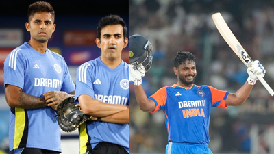 Suryakumar yadav gautam gambhir and sanju samson.jpg