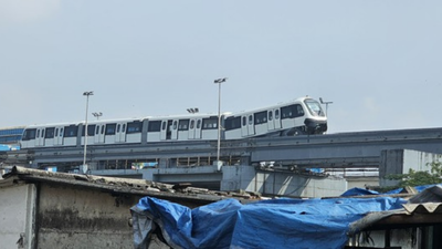 A monorail experienced a tilt during routine testing at wadalagtb nagar station on wednesday morning due to a suspected technical fault.jpg