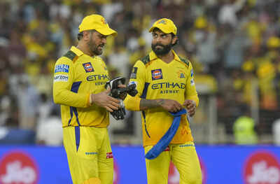 Ahmedabad chennai super kings39 captain ms dhoni with teammate ravindra jadeja a.jpg