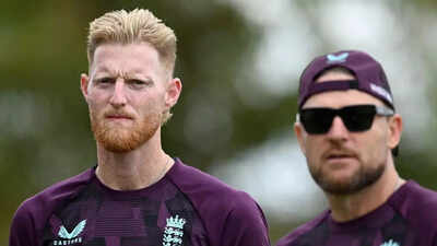 England captain ben stokes and coach brendon mccullum during an england nets session at perth stadium photo by gareth copleygetty images.jpg