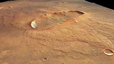 Esa discovers butterfly shaped crater on mars revealing impact volcanic activity and possible water.jpg