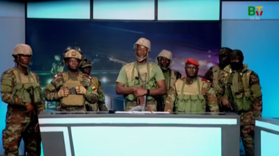Soldiers appeared on state tv of west africas benin to announce coup screenshot via reuters.jpg