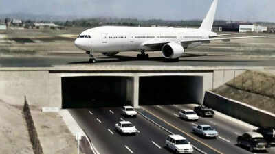 Ai image of the proposed underpass beneath the runway of varanasi airport.jpg