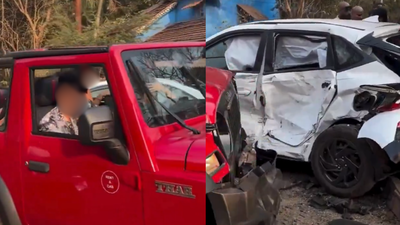 A 65 year old tourist from bhopal died after his car was hit by a speeding suv at the happy bar junction in assagao credits x.jpg