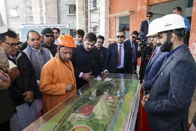 Cm yogi inspects sports university in meerut.jpg