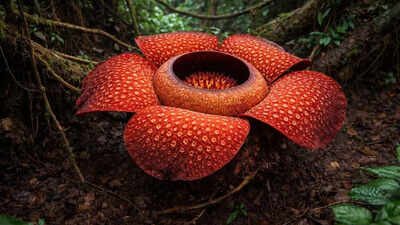 The worlds largest flower hides in rainforest vines and smells like rotting flesh.jpg