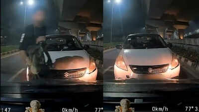 A dashcam video of a cab driving on the wrong side of the road in dwarka leading to a near collision and verbal abuse has gone viral.jpg