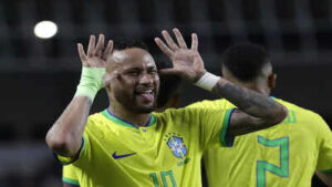Brazil39s neymar celebrates scoring his side39s 5th goal against bolivia during a .jpg