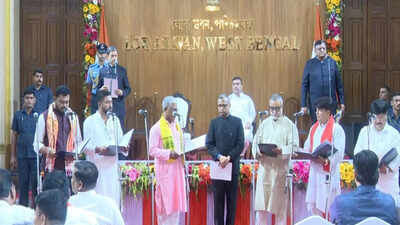 Governor r n ravi administered the oath of office and secrecy to the newly inducted ministers taking the strength of the council of ministers to 41 under chief minister suvendu adhikari.jpg